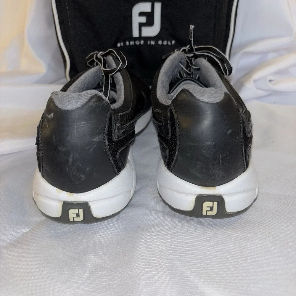 FootJoy FlexZone Mens Black White Spikeless Golf Shoes 56816 Size‎ 9.5 With Bag
